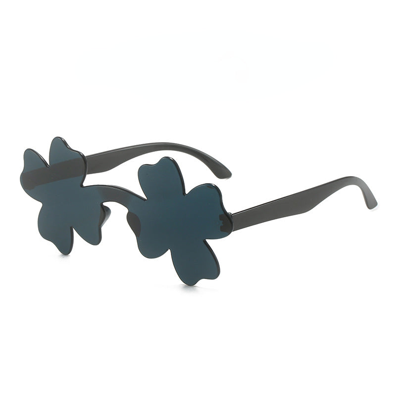 Wholesale of New One-piece Four-leaf Clover Flower Bow PC Sunglasses